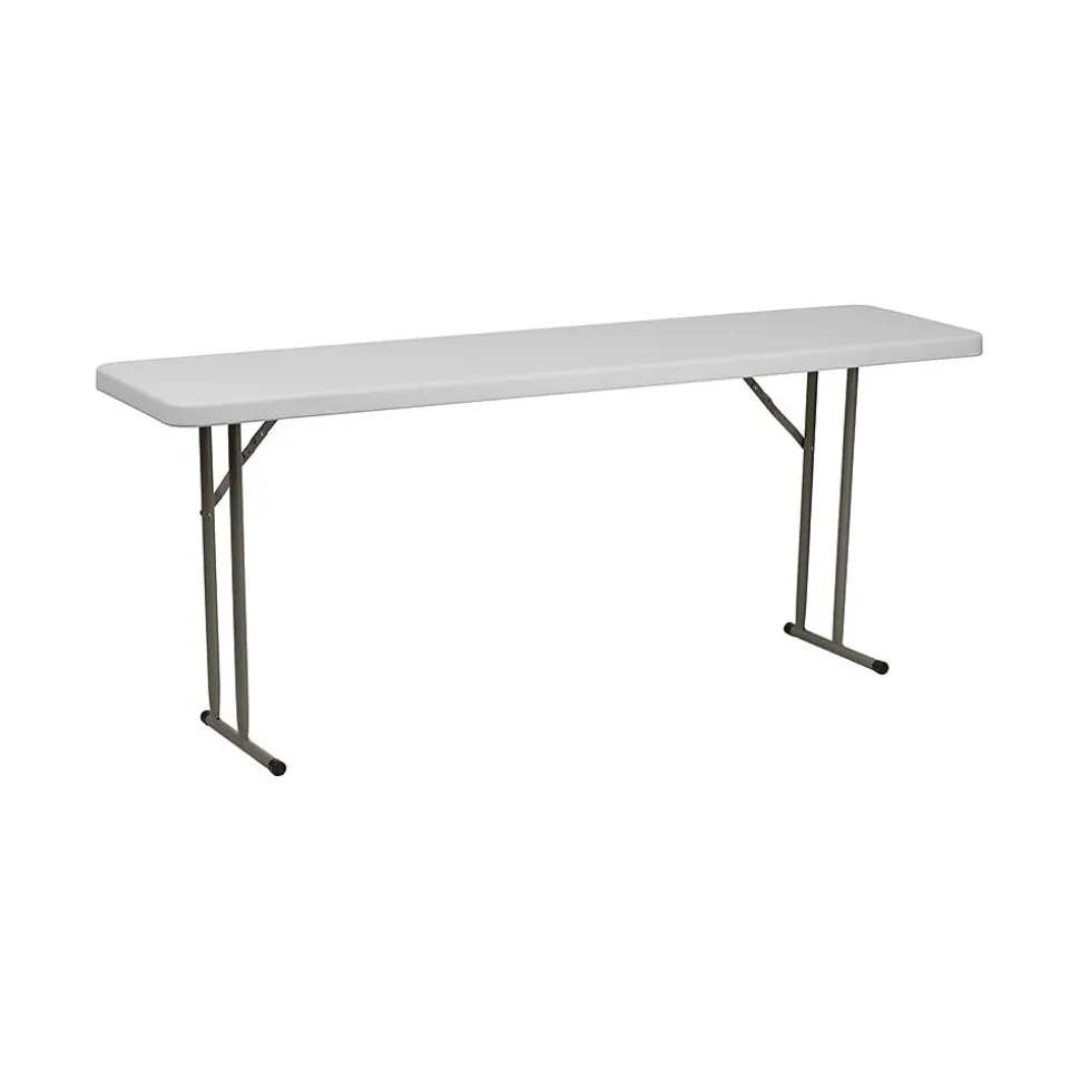 Flash Furniture Folding Table, 70.8"D x 18"W, Granite White (6RB1872)