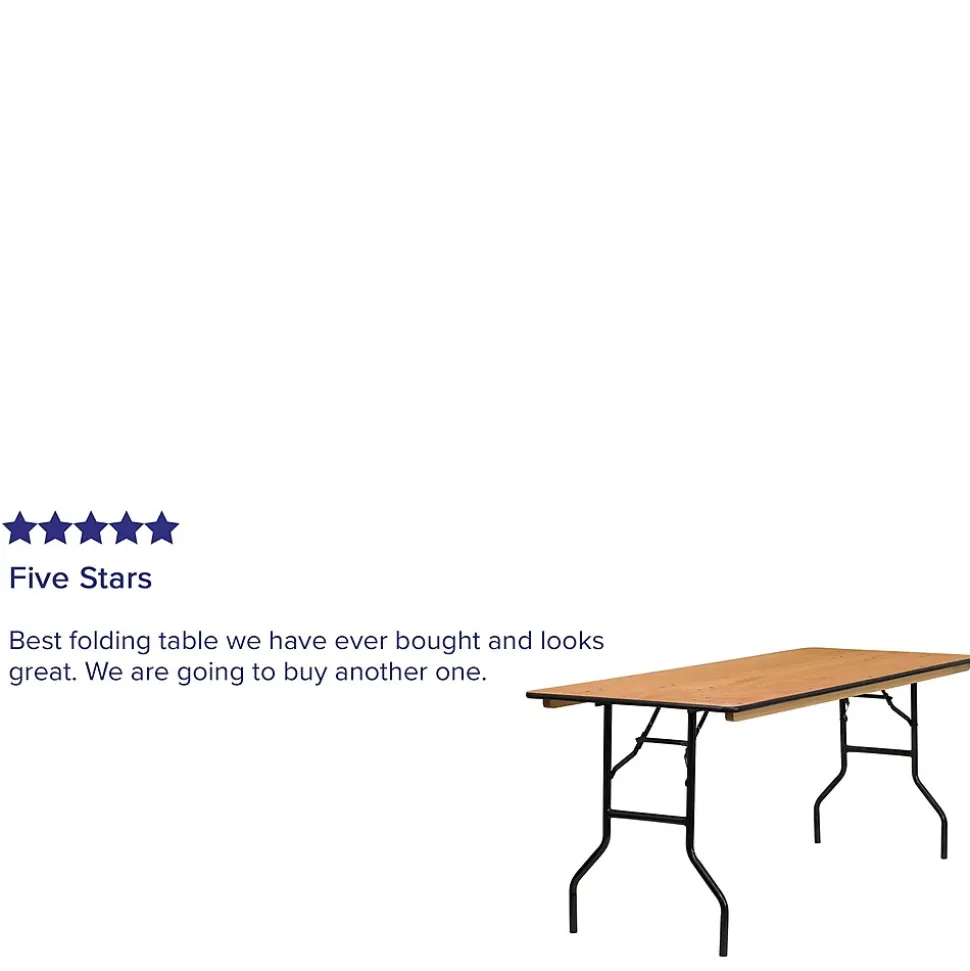 Flash Furniture Gael Folding Table, 72" x 30", Natural (YTWTFT3072TBL)