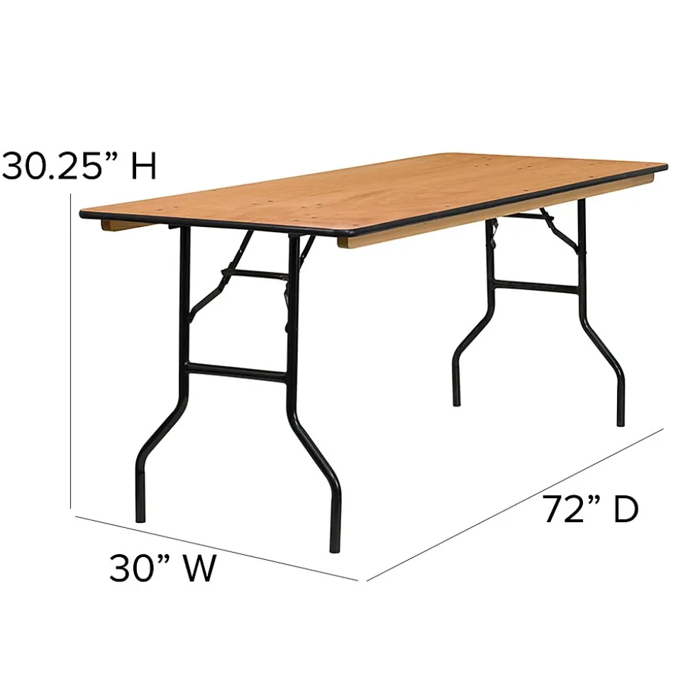Flash Furniture Gael Folding Table, 72" x 30", Natural (YTWTFT3072TBL)