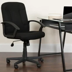 Flash Furniture Garver Fabric Swivel Mid-Back Executive Office Chair, Black (GOST6BKFAB)