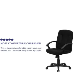 Flash Furniture Garver Fabric Swivel Mid-Back Executive Office Chair, Black (GOST6BKFAB)