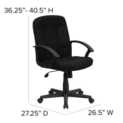 Flash Furniture Garver Fabric Swivel Mid-Back Executive Office Chair, Black (GOST6BKFAB)