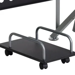 Flash Furniture Glass Computer Desk with Pull-Out Keyboard Tray and CPU Cart, Black