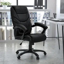 Flash Furniture Greer Ergonomic LeatherSoft Swivel High Back Executive Office Chair, Black (GO724HBKLEA)