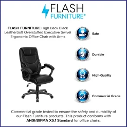Flash Furniture Greer Ergonomic LeatherSoft Swivel High Back Executive Office Chair, Black (GO724HBKLEA)