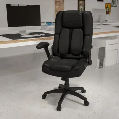 Flash Furniture Hansel Ergonomic LeatherSoft Swivel High Back Executive Office Chair, Black (BT90275H)