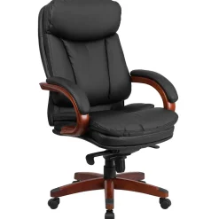 Flash Furniture Hansel Ergonomic LeatherSoft Swivel High Back Executive Office Chair, Black/Mahogany (BT90171HS)