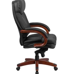 Flash Furniture Hansel Ergonomic LeatherSoft Swivel High Back Executive Office Chair, Black/Mahogany (BT90171HS)