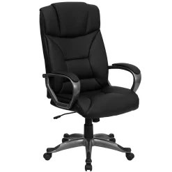 Flash Furniture Hansel Ergonomic LeatherSoft Swivel High Back Executive Office Chair, Black (BT9177BK)