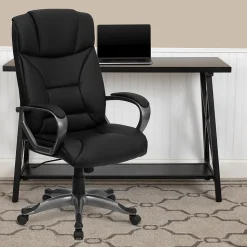 Flash Furniture Hansel Ergonomic LeatherSoft Swivel High Back Executive Office Chair, Black (BT9177BK)