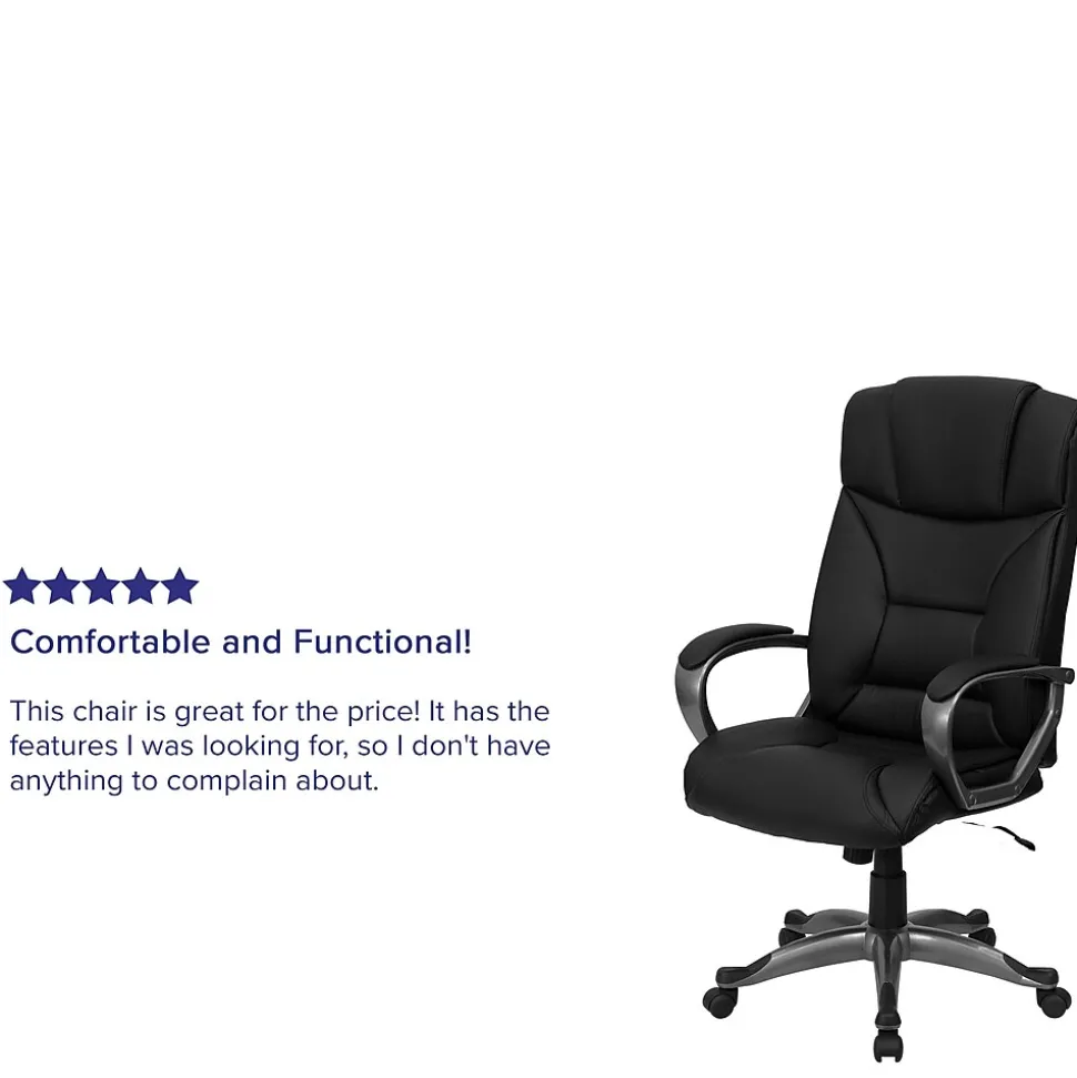 Flash Furniture Hansel Ergonomic LeatherSoft Swivel High Back Executive Office Chair, Black (BT9177BK)