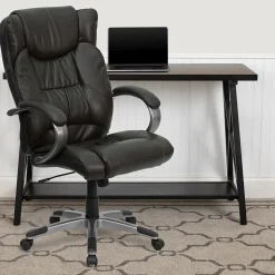 Flash Furniture Hansel Ergonomic LeatherSoft Swivel High Back Executive Office Chair, Espresso Brown (BT9088BRN)