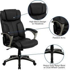 Flash Furniture Hansel Ergonomic LeatherSoft Swivel High Back Folding Executive Office Chair, Black (BT9875H)