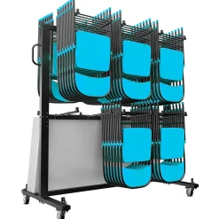 Flash Furniture Hawkins Folding Table and Chairs Mobile Cart, 660 lb. Capacity, Black (QINSHD245425)