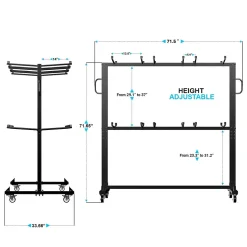 Flash Furniture Hawkins Folding Table and Chairs Mobile Cart, 660 lb. Capacity, Black (QINSHD245425)
