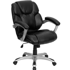 Flash Furniture Heather Ergonomic LeatherSoft Swivel Mid-Back Executive Office Chair, Black (GO931HMIDBK)