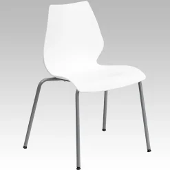 Flash Furniture HERCULES Series Plastic Stack Chair with Lumbar Support, White (RUT288WH)