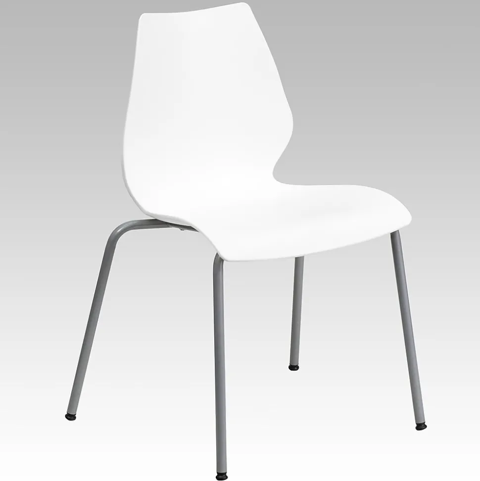 Flash Furniture HERCULES Series Plastic Stack Chair with Lumbar Support, White (RUT288WH)