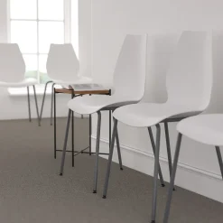 Flash Furniture HERCULES Series Plastic Stack Chair with Lumbar Support, White (RUT288WH)
