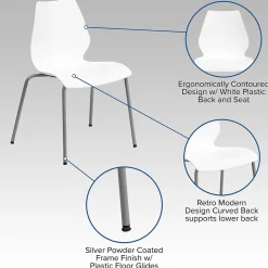 Flash Furniture HERCULES Series Plastic Stack Chair with Lumbar Support, White (RUT288WH)