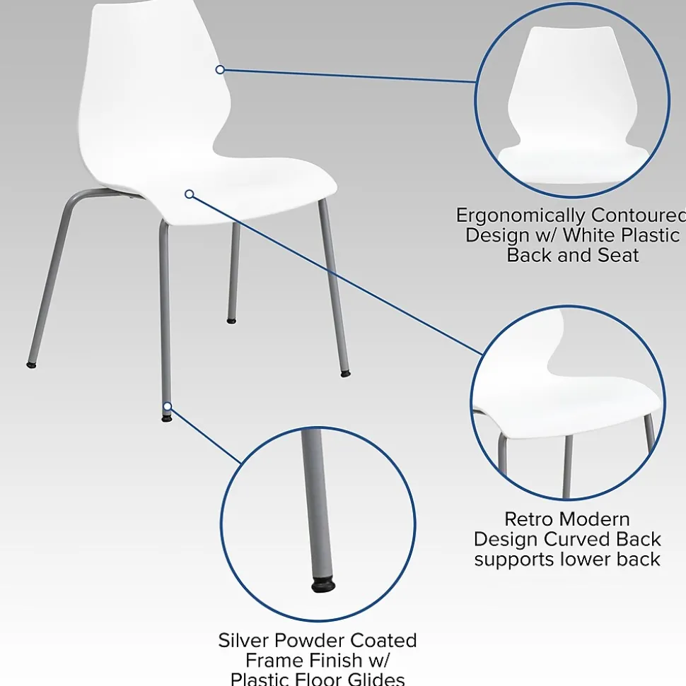 Flash Furniture HERCULES Series Plastic Stack Chair with Lumbar Support, White (RUT288WH)