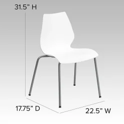 Flash Furniture HERCULES Series Plastic Stack Chair with Lumbar Support, White (RUT288WH)