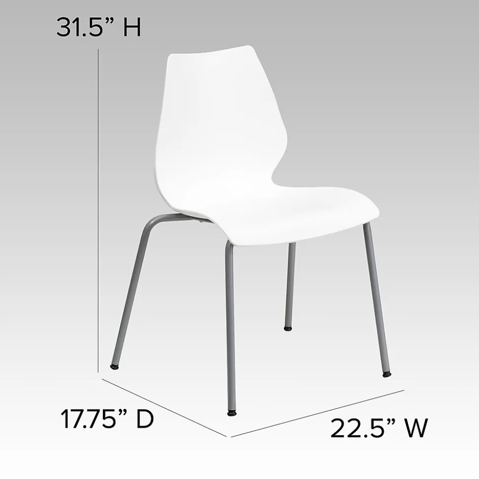 Flash Furniture HERCULES Series Plastic Stack Chair with Lumbar Support, White (RUT288WH)