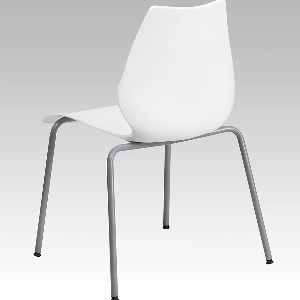 Flash Furniture HERCULES Series Plastic Stack Chair with Lumbar Support, White (RUT288WH)