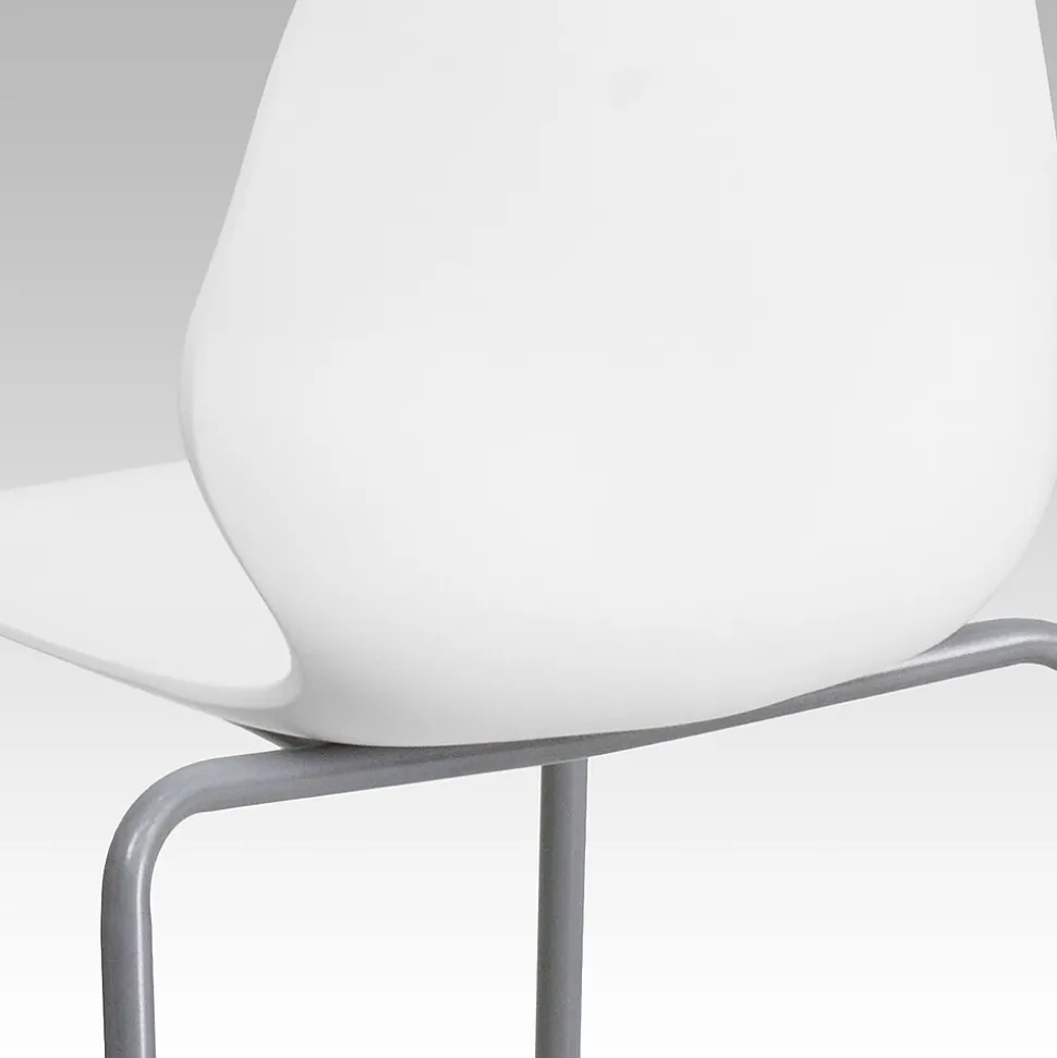 Flash Furniture HERCULES Series Plastic Stack Chair with Lumbar Support, White (RUT288WH)