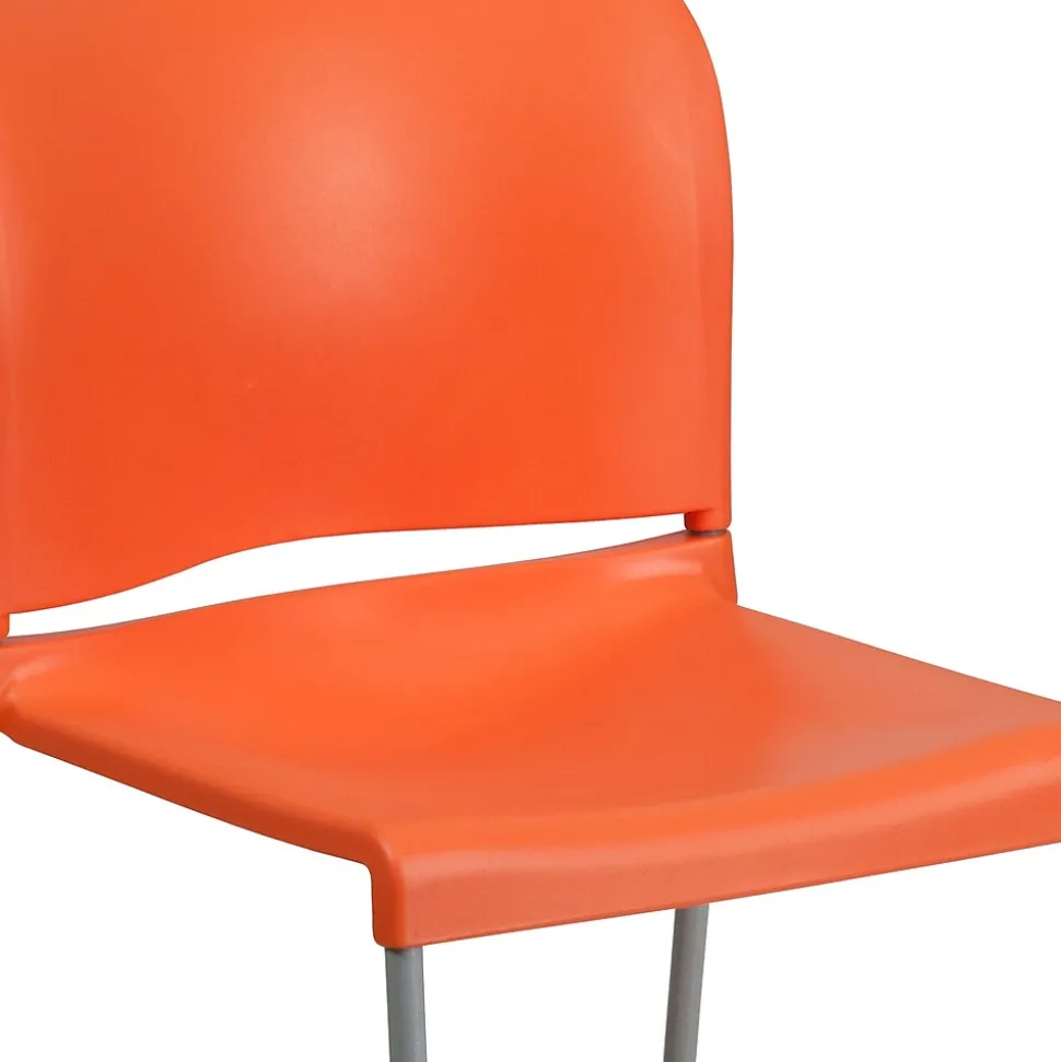 Flash Furniture HERCULES Series Plastic Contoured Stack Chair with Sled Base, Orange/Gray (RUT238AOR)