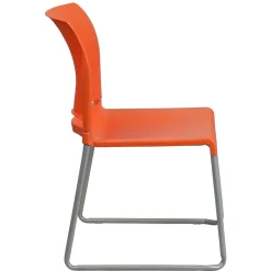 Flash Furniture HERCULES Series Plastic Contoured Stack Chair with Sled Base, Orange/Gray (RUT238AOR)