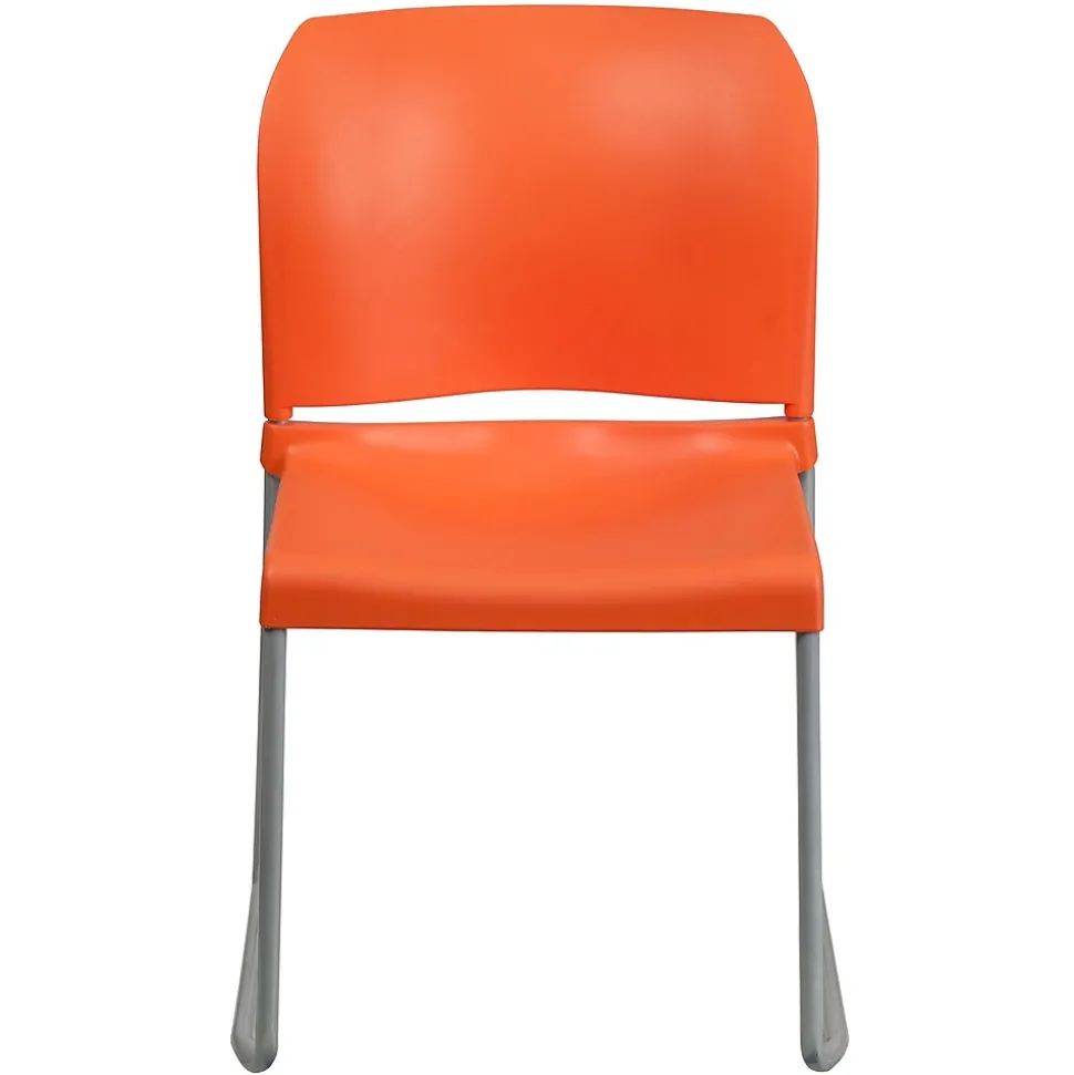 Flash Furniture HERCULES Series Plastic Contoured Stack Chair with Sled Base, Orange/Gray (RUT238AOR)