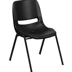 Flash Furniture Hercules Shell Ergonomic Stack Chair With Black Frame and 14" Seat, Black, 15/Pack