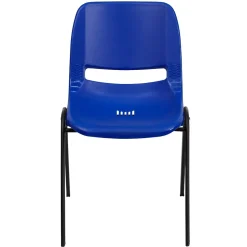 Flash Furniture Hercules Shell Ergonomic Stack Chair With Black Frame and 14" Seat, Navy, 15/Pack