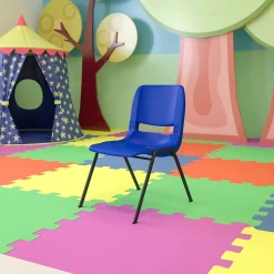 Flash Furniture HERCULES Series Plastic Kid's Shell Stack Chair, Navy/Black (RUT14NVYBK)