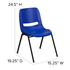 Flash Furniture HERCULES Series Plastic Kid's Shell Stack Chair, Navy/Black (RUT14NVYBK)