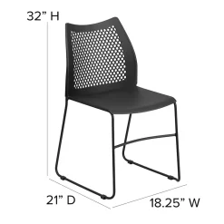 Flash Furniture HERCULES Series Plastic Stack Chair with Air-Vent Back and Sled Base, Black (RUT498ABK)
