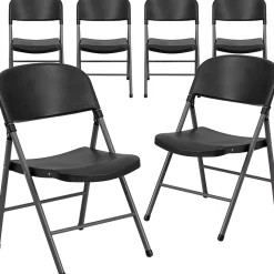 Flash Furniture HERCULES™ Plastic Armless Folding Chair, Black, 6/Pack