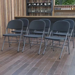 Flash Furniture HERCULES™ Plastic Armless Folding Chair, Black, 6/Pack