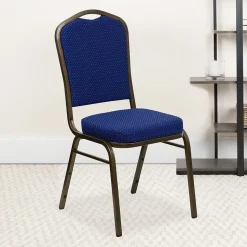 Flash Furniture HERCULES™ Fabric Gold Vein Frame Crown Back Banquet Chair, Navy Blue, 4/Pack (4FDC01GV208)
