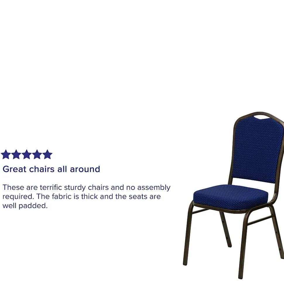Flash Furniture HERCULES™ Fabric Gold Vein Frame Crown Back Banquet Chair, Navy Blue, 4/Pack (4FDC01GV208)