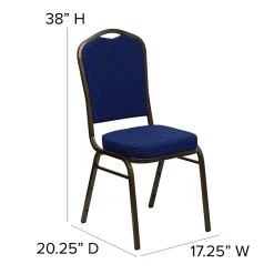 Flash Furniture HERCULES™ Fabric Gold Vein Frame Crown Back Banquet Chair, Navy Blue, 4/Pack (4FDC01GV208)