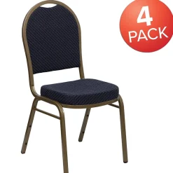 Flash Furniture HERCULES™ Fabric Gold Frame Dome Back Banquet Chair, Navy, 4/Pack (4FDC03AG3774)