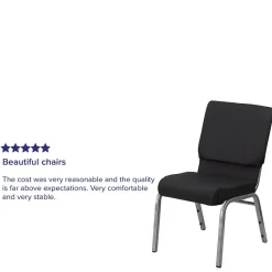 Flash Furniture HERCULES Series Fabric Stacking Church Chair, Black Patterned/Silver Vein Frame (FCH185SVJP02)