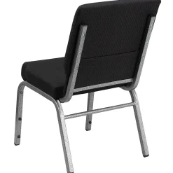 Flash Furniture HERCULES Series Fabric Stacking Church Chair, Black Patterned/Silver Vein Frame (FCH185SVJP02)