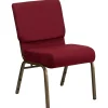 Flash Furniture HERCULES Series Fabric Church Stacking Chair, Burgundy/Gold Vein Frame (FCH2214GV369)