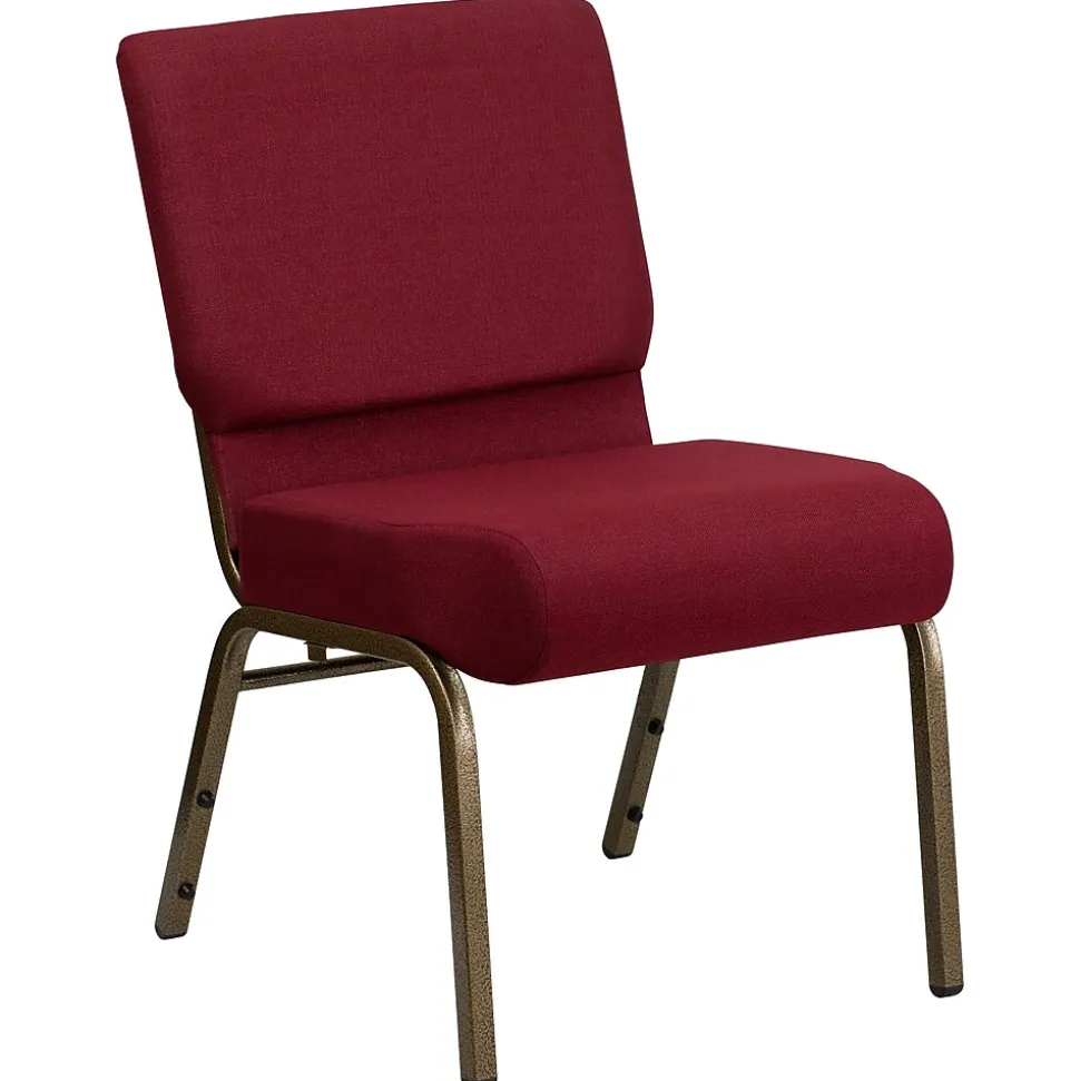 Flash Furniture HERCULES Series Fabric Church Stacking Chair, Burgundy/Gold Vein Frame (FCH2214GV369)