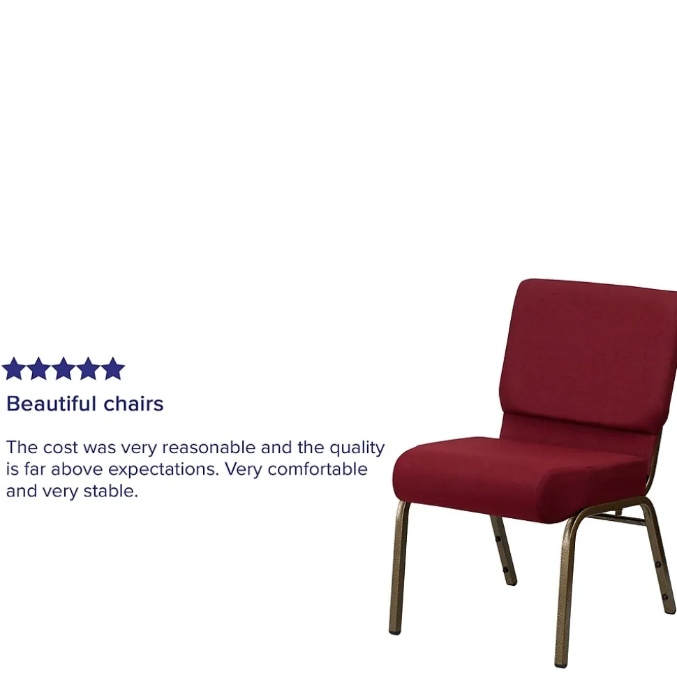 Flash Furniture HERCULES Series Fabric Church Stacking Chair, Burgundy/Gold Vein Frame (FCH2214GV369)