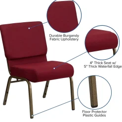 Flash Furniture HERCULES Series Fabric Church Stacking Chair, Burgundy/Gold Vein Frame (FCH2214GV369)