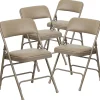 Flash Furniture HERCULES™ Curved Triple Braced Vinyl Armless Folding Chair, Beige, 4/Pack (4HF3MC309AVBGE)